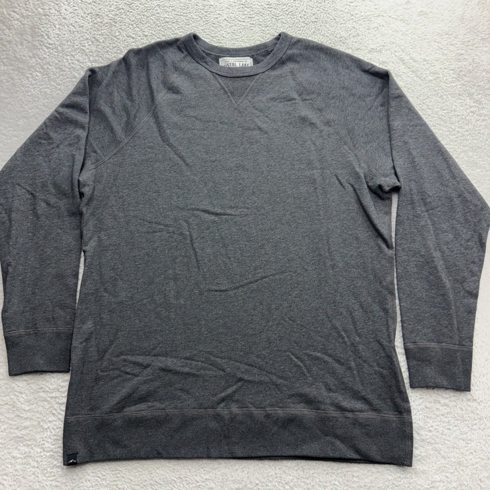 Pistol Lake‎ Mens XL Charcoal Grey French Terry Raglan Crewneck Sweatshirt USA